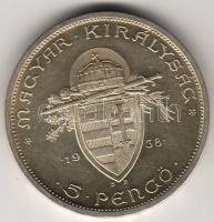 1938. "Szt. István" 5P ezüst T:1/2+