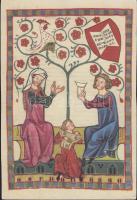 Minnesänger énekek - 5 db régi, megíratlan grafikai képeslap