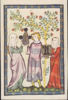 Minnesänger énekek - 5 db régi, megíratlan grafikai képeslap