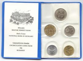 1986. 2f-20Ft 10db klf érmés forgalmi sor kék műbőrtokban T:1