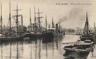 Lorient port, steamship, sailboat
