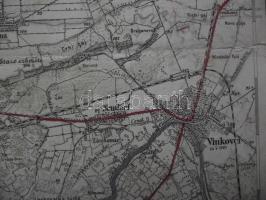 cca.1895 K. u. K. militär- geographisches Institut: Diakovár és Vinkovce katonai vászon térkép. /
Dj...