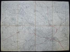 cca.1895 K. u. K. militär- geographisches Institut: Eszék, Dárda, Valpovo katonai vászon térkép. / Essec, Dárda und Valpovo military map on canvas 50x38.5 cm