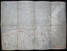 cca.1895 K. u. K. militär- geographisches Institut: Fogaras katonai vászon térkép. / Făgăra&#537; military map on canvas 50x38.5 cm