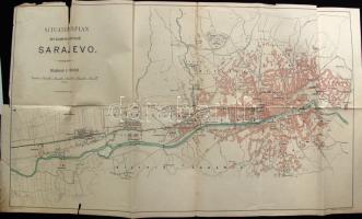 cca. 1910 Hartleben`s Verlag: Sarajevo katonai térkép szakadásokkal / Sarajevo military map 62x35cm