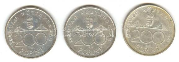 1993-94. 200Ft Ag "MNB" / "Deák" (3x) T:2,2-