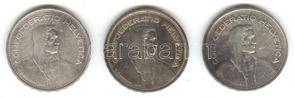 Svájc 1931/32/33B 5Fr Ag (3x) T:2-/3
Switzerland 1931/32/33B 5 Francs Ag (3x) C:VF/F