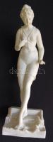 Berlini Királyi Porcelángyár jelzésű: Balatoni fürdőző nő. Jelzett festetlen porcelán, az egyik ujja törött./ Chinaware sculpture, faulty 41 cm