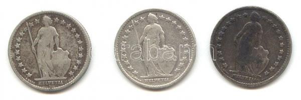 Svájc 1906/1907/1908. 1/2Fr Ag (3x) T:3
Switzerland 1906/1907/1908 1/2 Franc Ag (3x) C:F