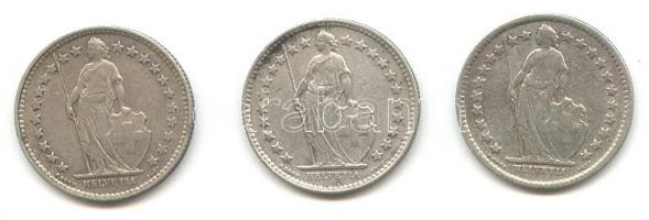 Svájc 1914/1916/1920. 1/2Fr Ag (3x) T:2-,3
Switzerland 1914/1916/1920. 1/2 Franc Ag (3x) C:VF,F
