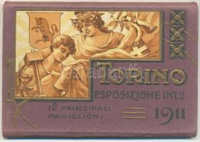 Torinoi Kiállítás / Expo 1911 - 15 darabos képeslapsorozat szép, dombornyomott litho tokbban