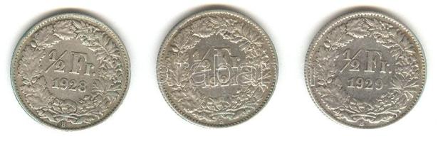 Svájc 1921/1928/1929. 1/2Fr Ag (3x) T:2-,3
Switzerland 1921/1928/1929. 1/2 Franc Ag (3x) C:VF,F