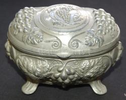 Szőlőkkel díszített ón ékszeres dobozka 15x10x10cm