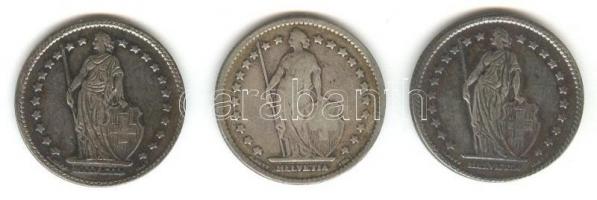 Svájc 1901/1903/1904. 1Fr Ag (3x) T:2-,3+
Switzerland 1901/1903/1904. 1 Franc Ag (3x) C:VF,F+