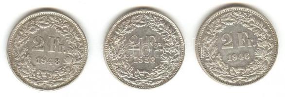 Svájc 1946/48/53. 2Fr Ag (3x) T:2-,3
Switzerland 1946/48/53. 2 Franc Ag (3x) C:VF,F