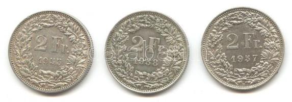 Svájc 1955/57/58. 2Fr Ag (3x) T:2,2-
Switzerland 1955/57/58. 2 Franc Ag (3x) C:XF,VF