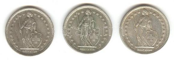 Svájc 1955/57/58. 2Fr Ag (3x) T:2,2-
Switzerland 1955/57/58. 2 Franc Ag (3x) C:XF,VF