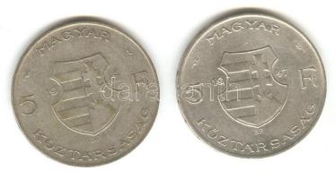 1947. 5Ft Ag "Kossuth" (2x) T:2-,3