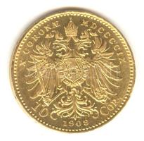 Ausztria 1909. 10K Au 3,387g T:2 kis ph. R!