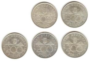 1993-94. 200Ft Ag "MNB" / "Deák" (5x) T:2,2-