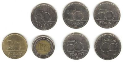 2002. 100Ft "Kossuth" + 2003. 20Ft "Deák" + 2004-2007. 50Ft 5db klf emlékverete T:1,2