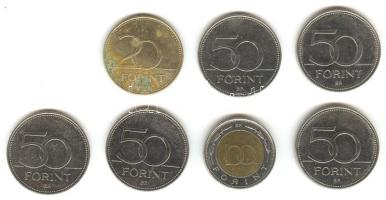 2002. 100Ft "Kossuth" + 2003. 20Ft "Deák" + 2004-2007. 50Ft 5db klf emlékverete T:1-,2