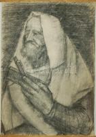 Jelzés nélkül: Idős bácsi, szénrajz 60x43cm