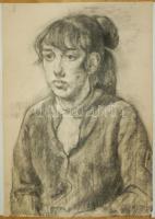 Váradi jelzéssel: Hölgy portré,  szénrajz 60x43cm