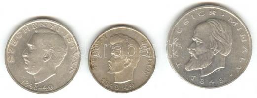 1948. 5Ft "Petőfi" + 10Ft "Széchenyi" + 20Ft "Táncsics" Ag sor T:2 kis...