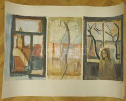 1974 Váradi jelzéssel: Kilátás, 3 db akvarell