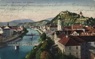 Graz, Schlossberg, Drei brücken / castle hill, bridge (Rb)