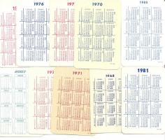 1970-1986 10 db Jolly Joker kis naptár