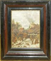 BM. 1919 jelzéssel: Hegyvidéki táj, olaj, farost, jelzett, üvegezett keretben, 25x40 cm