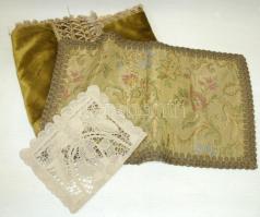 XIX. sz vége 9 db hímzett selyem terítő, csipketerítő egyéb asztali kárpit /
Vowen tableclothes, vin...