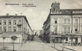 Marosvásárhely main square, Bolyai street, Hotel Transylvania, shops (EK)