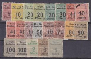 21 db bajor vasúti bélyeg