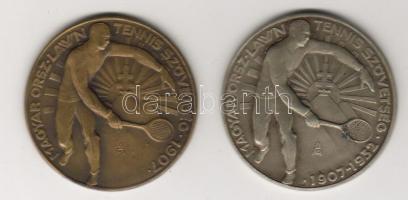 1937. "Magy. Orsz. Lawn Tenisz Szövetség" sportérem 2db különböző fémből T:2