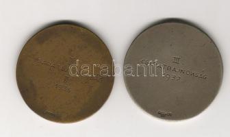 1937. "Magy. Orsz. Lawn Tenisz Szövetség" sportérem 2db különböző fémből T:2