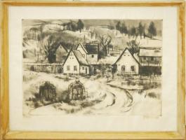 Bordás Ferenc (1911-1982) : Pincesor. Rézkarc, papír, jelzett. 40x30 cm Üvegezett keretben