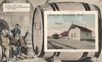 Hausbrunn railway station, wine drinkers