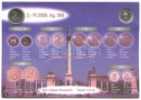 2009. 1Ft Ag(999) + 2Ft Ag(999) párban, utánveret sorszámozott emléklapon T:BU R! Csak 1010 db!