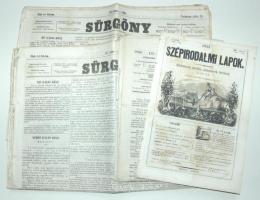 1853 Szépirodalmi lapok 51. száma + 1859 Budapesti Hírlap 135. száma + 1861 Sürgöny 167-177 közötti számai