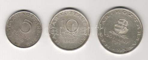 1948. "Szabadságharc" sor 5Ft, 10Ft, 20Ft ezüst T:2