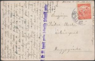 Polgári postai képeslap tévesen tábori posta címre küldve, Civil mail postcard missent to field post