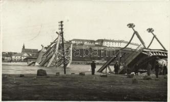 1941 Novi Sad, destroyed bridge, photo, 1941 Újvidék, lerombolt híd, photo