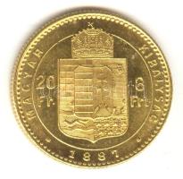 1887. 20Fr / 8Frt Au "Középcímer" Körmöcbánya (6.45g) Jelöletlen Artex-veret! T:P Csak 320db! R! Hungary 1887. 20 Frank / 8 Forint Au "Franz Joseph" Kremnitz (6.45g) Artex restrike! C:P Only 320 examples! R!