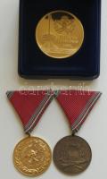 1960-70-es évek "Önkéntes tűzoltói szolgálatért" kitüntetés 5 éves, 20 éves" szalaggal + 1999. "Országos Tűzoltónap Miskolc" aranyozott emlékérme (43mm) T:2,PP