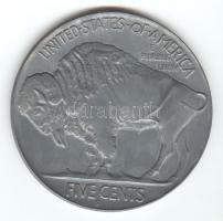 USA 1913. Buffalo cent bronzolt Alu emlékplakett (75mm) T:2 USA 1913. Buffalo Cent Alu medallion (75mm) C:XF