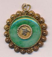 Antik vietnami szerencse medál jádekővel, arany(8K) foglalatban, összesen 4,25g / Antique Vietnamese gold(8K) luck pendant with jade