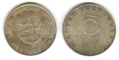 1947. 5Ft Ag "Kossuth" + 1948. 5Ft Ag "Petőfi" T:2-/3